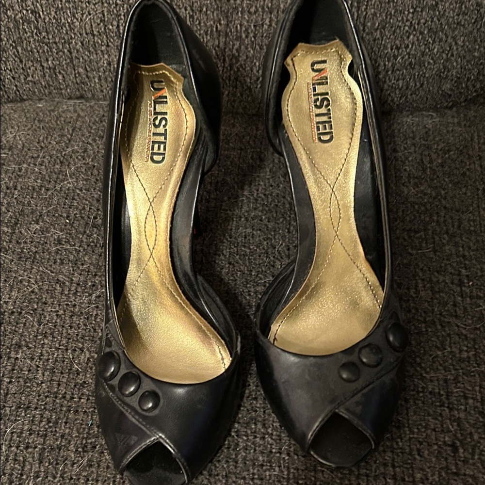 Unlisted Elegant Black Peep Toe Heels